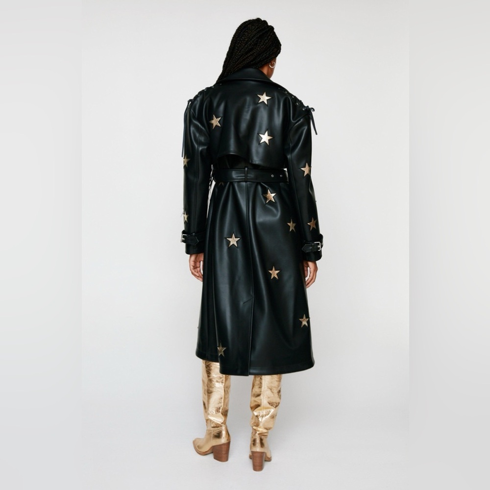 NWT Nasty Gal Premium Star Trench Coat - Picture 2 of 4